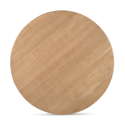 Treccia 60 Round Dining Table – Solid Oak & Iron Pedestal