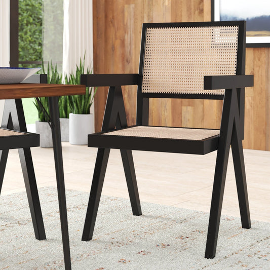Bordeaux Set of 2 Rattan Dining Chairs in Black Mahogany