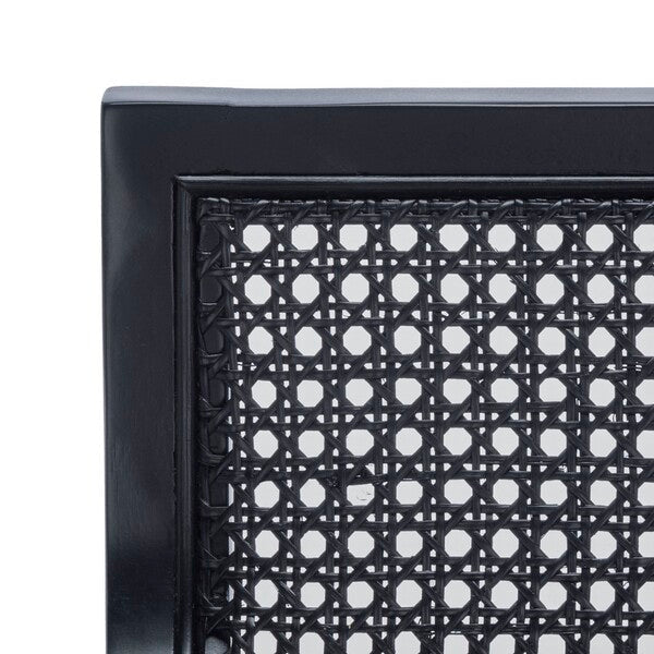 Saito Low Back Black Cane Bar Stool – 31.5H Seat Height