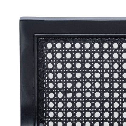 Saito Low Back Black Cane Bar Stool – 31.5H Seat Height