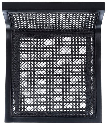 Saito Low Back Black Cane Bar Stool – 31.5H Seat Height