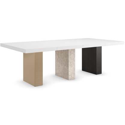 Unity Dark Dining Table – Burnished Adobe Top, Stone Base
