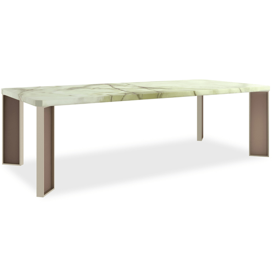The Naturalist Green Onyx Dining Table with Brushed Gold Leg