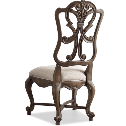 Rhapsody Wood Back Side Chair Rustic Walnut Aurora Ecru