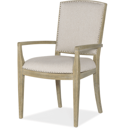 Surfrider Carved Back Arm Chair in Driftwood with Nailhead