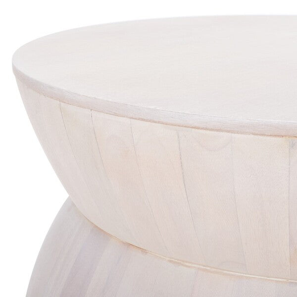 Alecto Round Coffee Table – White Wash, 30 Modern Design