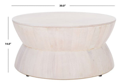 Alecto Round Coffee Table – White Wash, 30 Modern Design