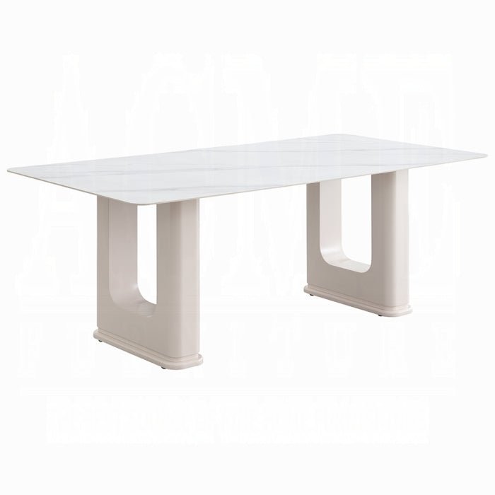 Kalam Rectangular Ceramic Dining Table – Beige Finish
