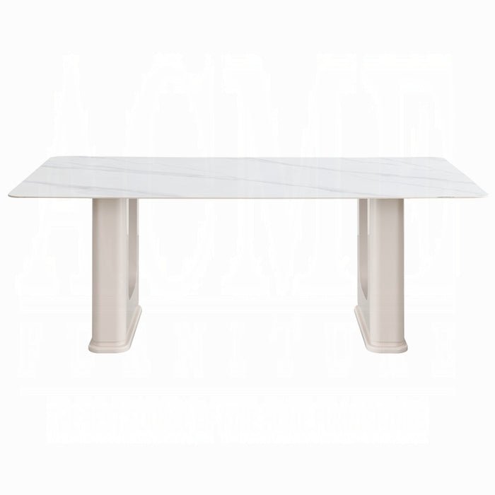 Kalam Rectangular Ceramic Dining Table – Beige Finish