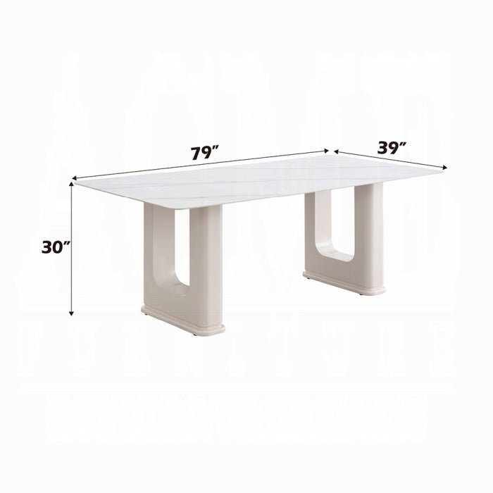 Kalam Rectangular Ceramic Dining Table – Beige Finish