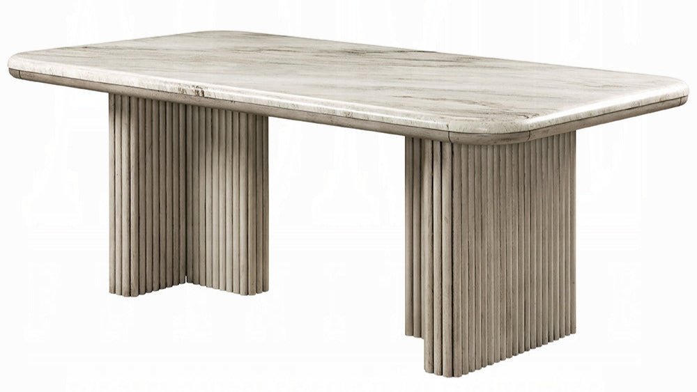 Charity Rectangular Marble Dining Table – Gray Oak Finish