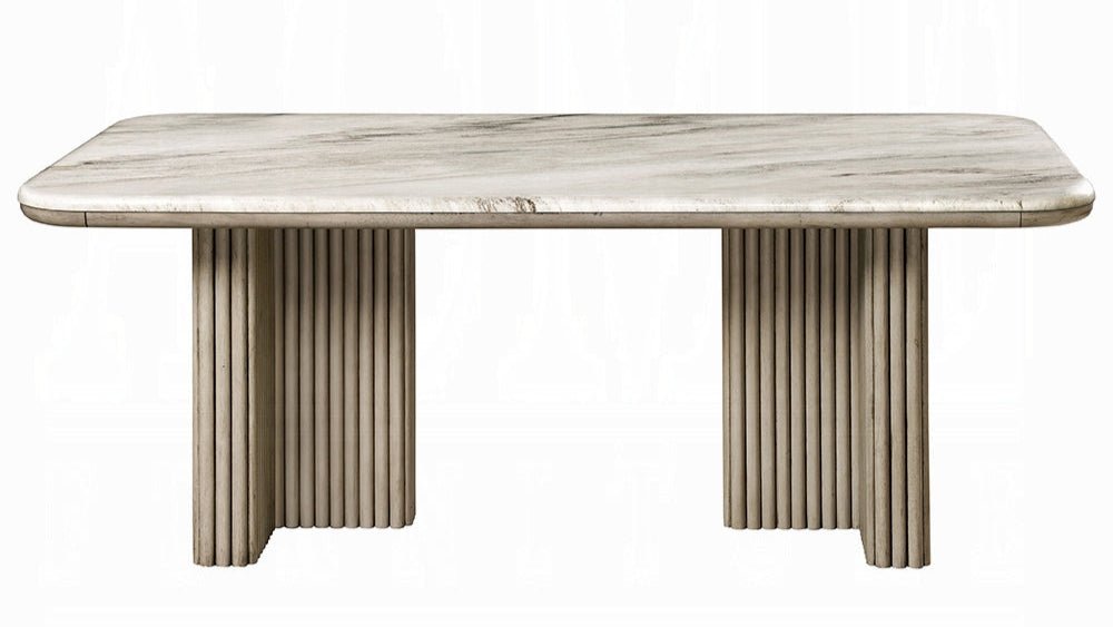 Charity Rectangular Marble Dining Table – Gray Oak Finish
