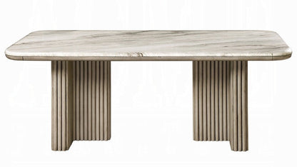 Charity Rectangular Marble Dining Table – Gray Oak Finish