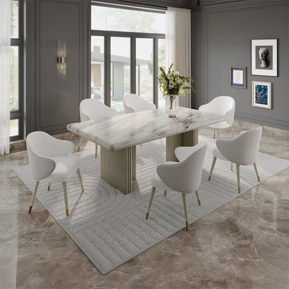 Charity Rectangular Marble Dining Table – Gray Oak Finish