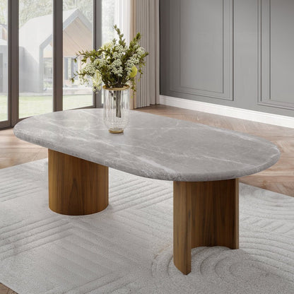 Darcy Oval Marble Dining Table – Elegant Double Pedestal