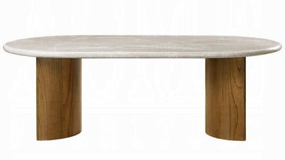 Darcy Oval Marble Dining Table – Elegant Double Pedestal