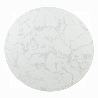Clayten Round Dining Table – White Marble Top, Espresso Base