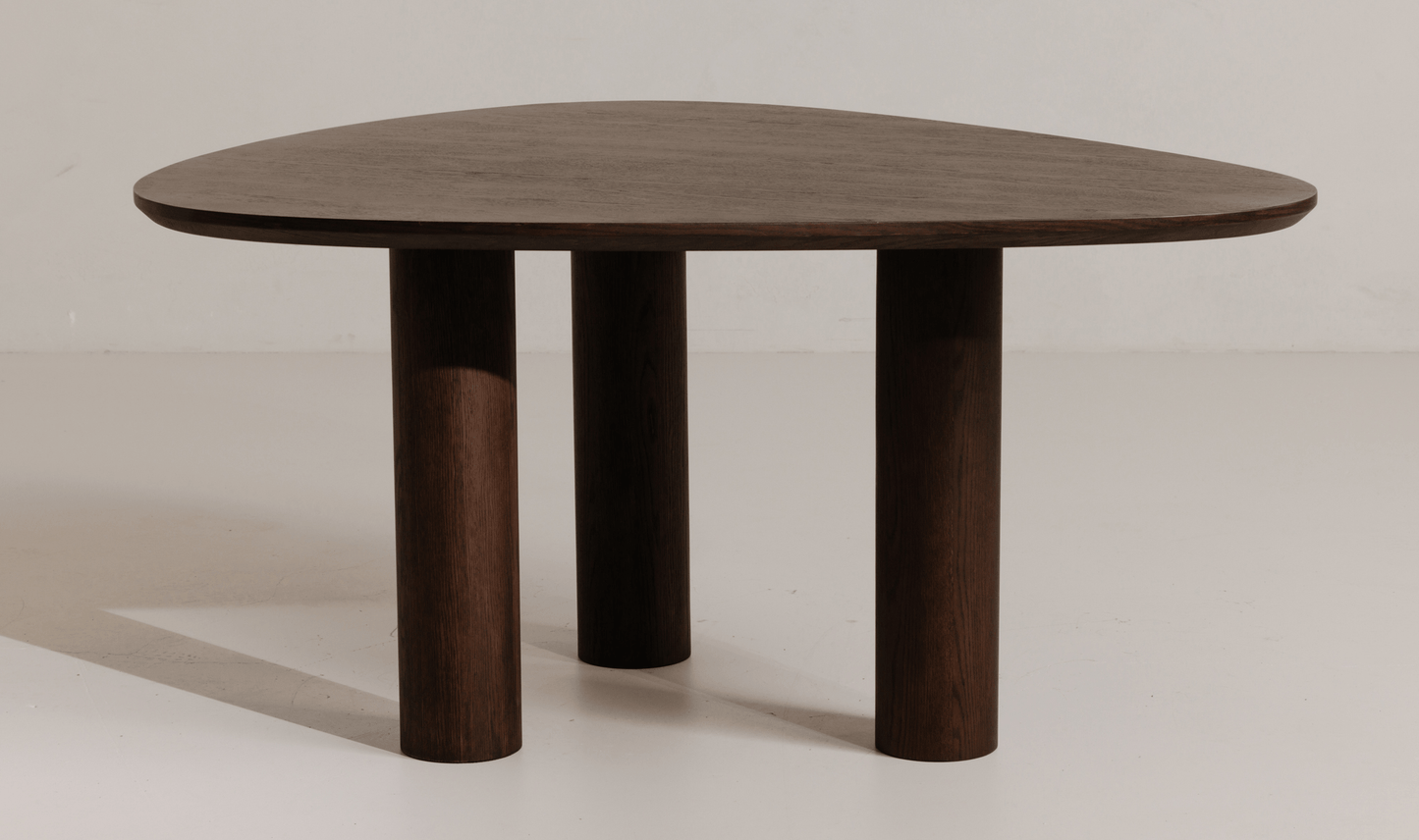 Finley Rounded Triangle Dining Table in Smoked Ash Wood