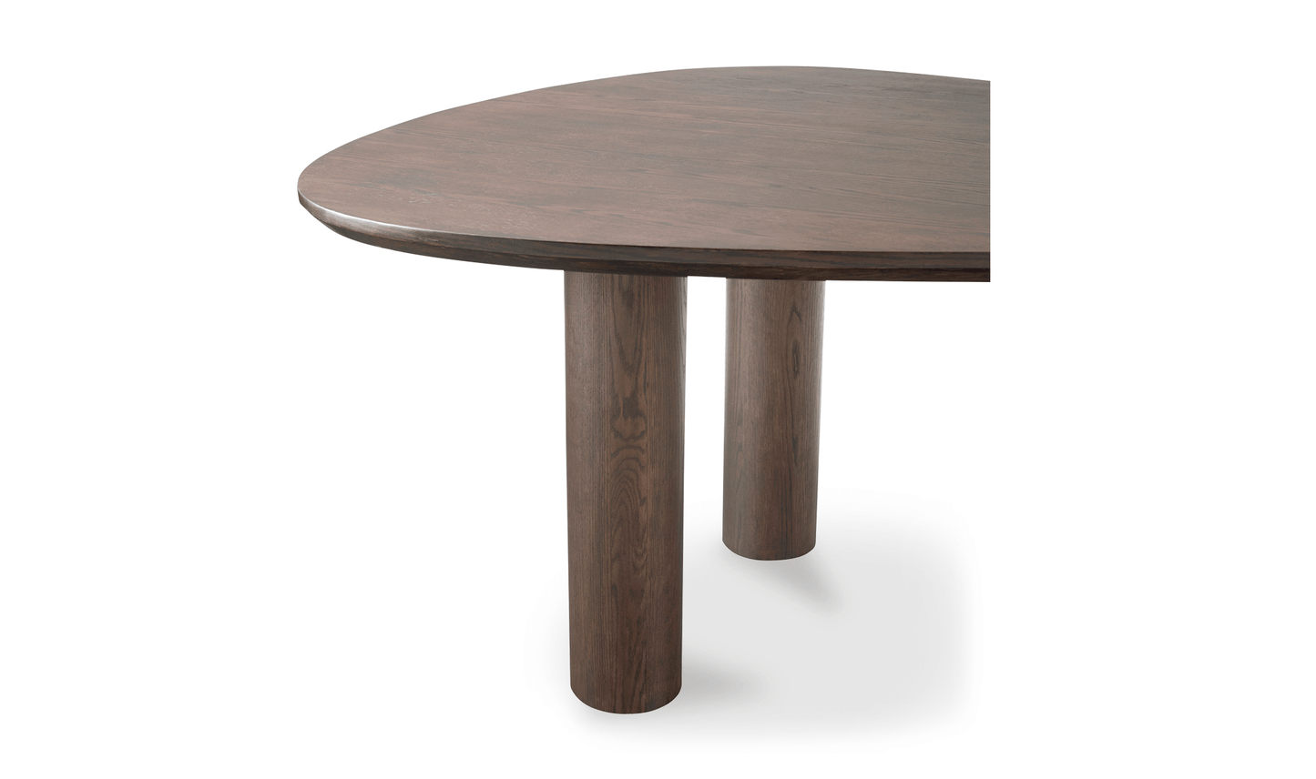 Finley Rounded Triangle Dining Table in Smoked Ash Wood