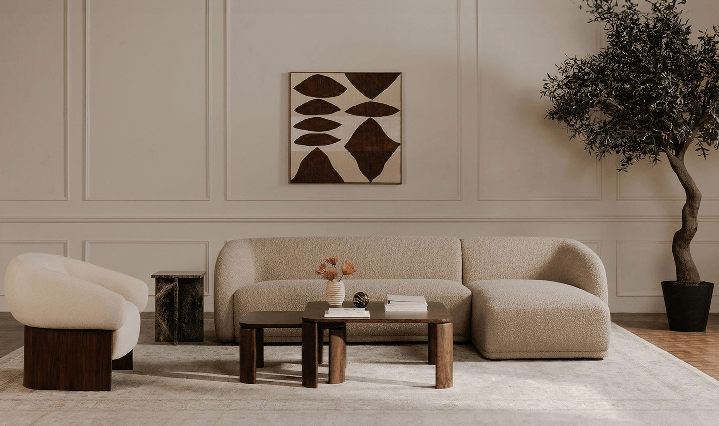 Faye Sectional in Boucle Beige