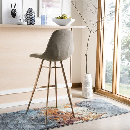 Mathison Bar Stool Taupe – Mid-Century Faux Leather Stool