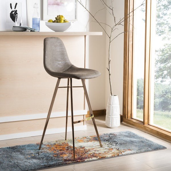 Mathison Bar Stool Taupe – Mid-Century Faux Leather Stool