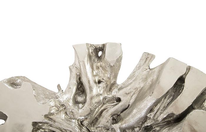 Silver Leaf Abyss Cast Root Coffee Table with Glass Top