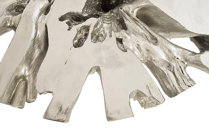 Silver Leaf Abyss Cast Root Coffee Table with Glass Top