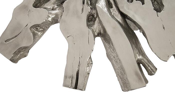 Silver Leaf Abyss Cast Root Coffee Table with Glass Top