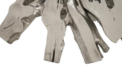 Silver Leaf Abyss Cast Root Coffee Table with Glass Top