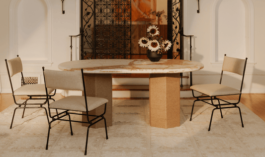 Sartoria Breccia Marble Dining Table – Jute-Wrapped Base