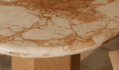Sartoria Breccia Marble Dining Table – Jute-Wrapped Base