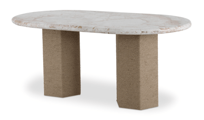 Sartoria Breccia Marble Dining Table – Jute-Wrapped Base