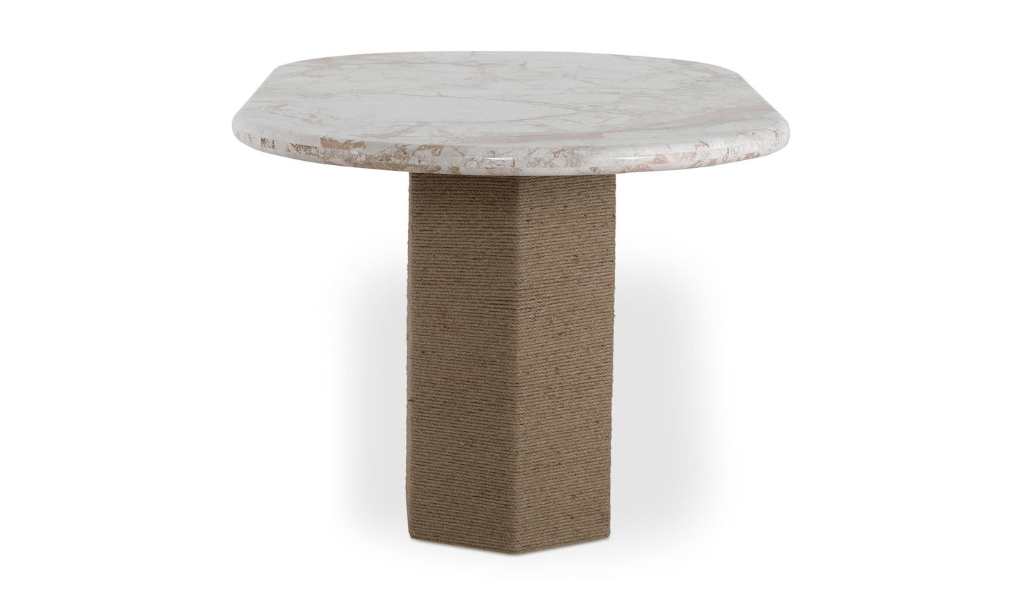 Sartoria Breccia Marble Dining Table – Jute-Wrapped Base