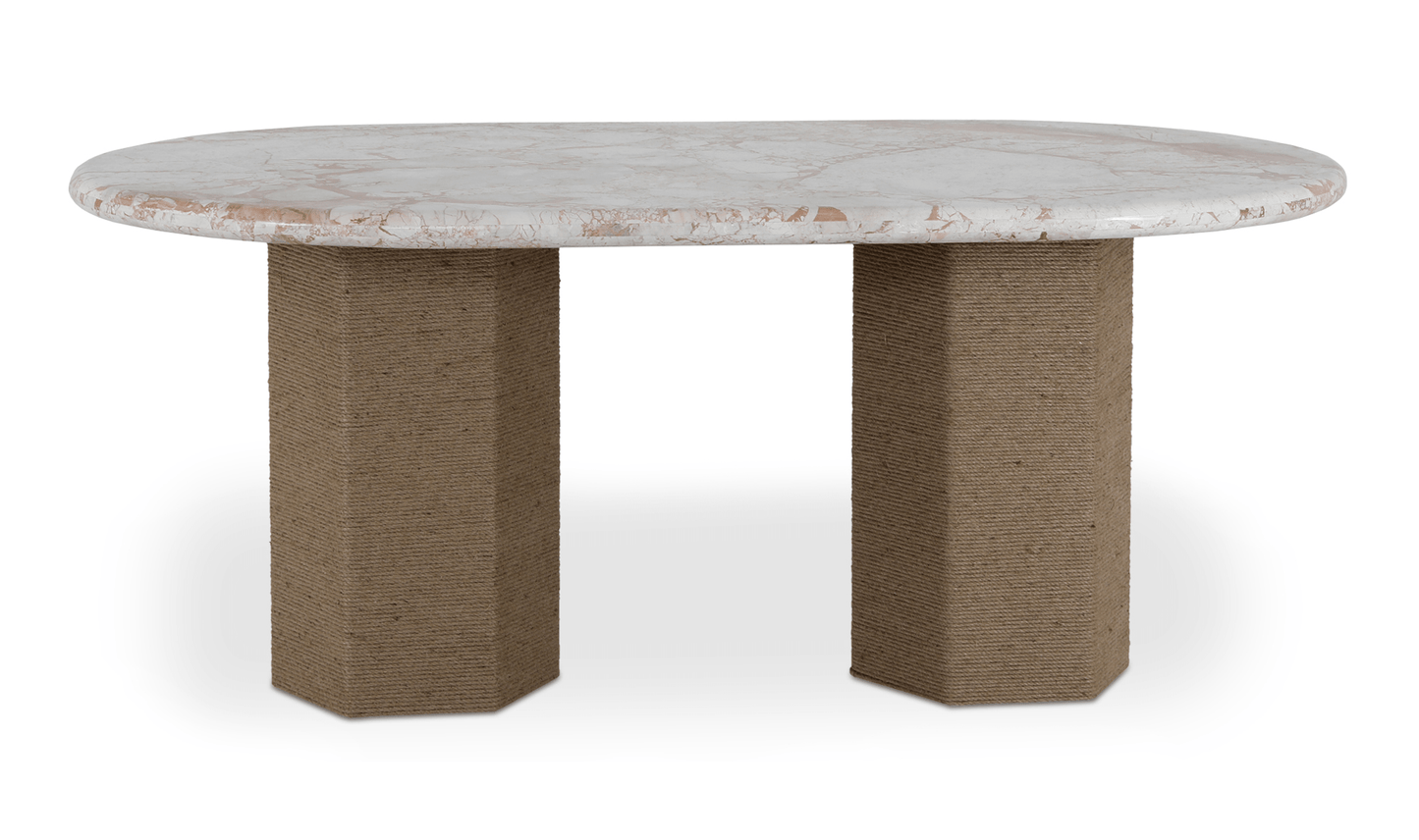 Sartoria Breccia Marble Dining Table – Jute-Wrapped Base