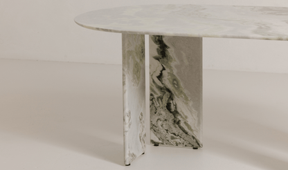 Celia Oval Dining Table in Elegant Green Onyx Marble