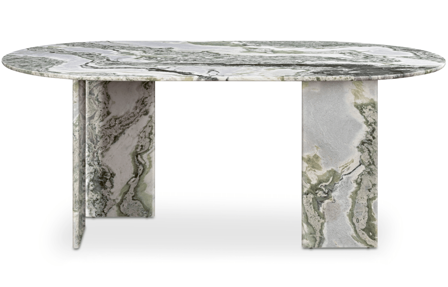 Celia Oval Dining Table in Elegant Green Onyx Marble