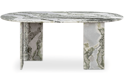 Celia Oval Dining Table in Elegant Green Onyx Marble