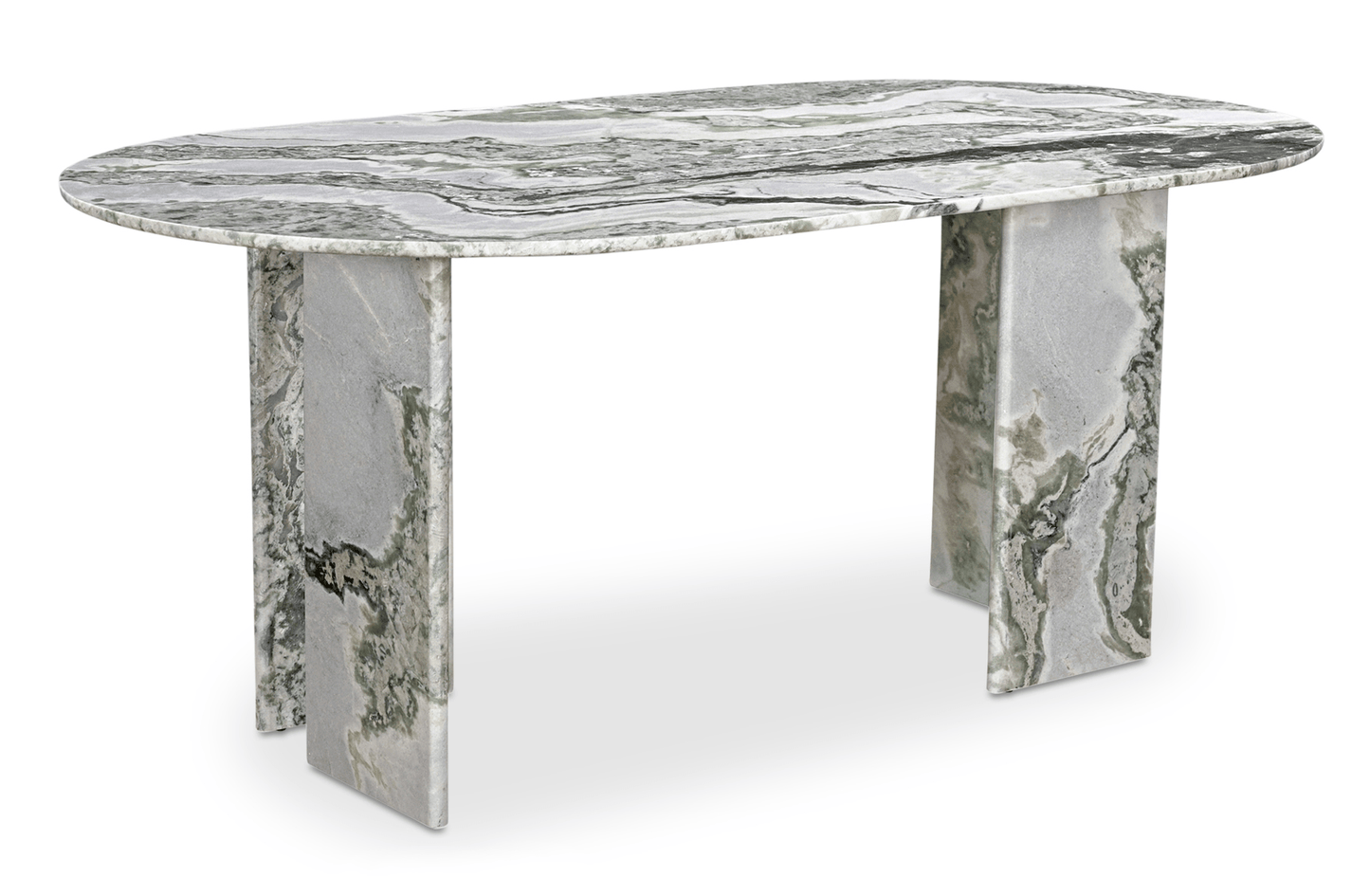 Celia Oval Dining Table in Elegant Green Onyx Marble