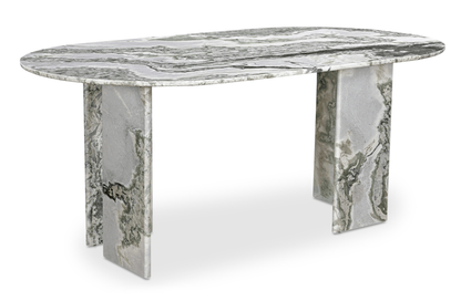 Celia Oval Dining Table in Elegant Green Onyx Marble