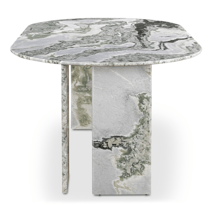 Celia Oval Dining Table in Elegant Green Onyx Marble