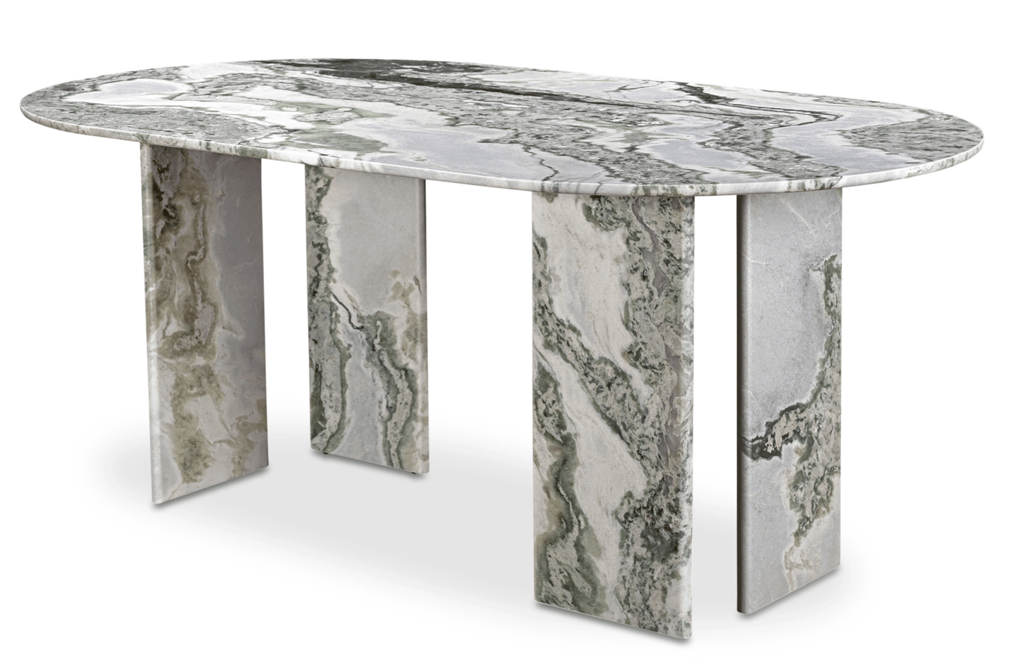 Celia Oval Dining Table in Elegant Green Onyx Marble