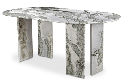 Celia Oval Dining Table in Elegant Green Onyx Marble