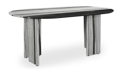 Celia Dining Table – Panda Marble Oval with Geometric Base