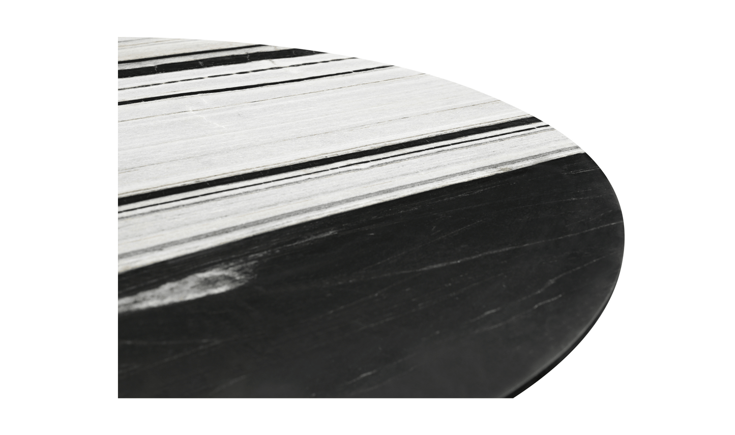 Celia Dining Table – Panda Marble Oval with Geometric Base