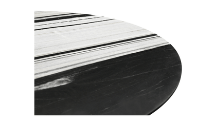 Celia Dining Table – Panda Marble Oval with Geometric Base