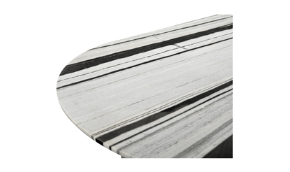 Celia Dining Table – Panda Marble Oval with Geometric Base