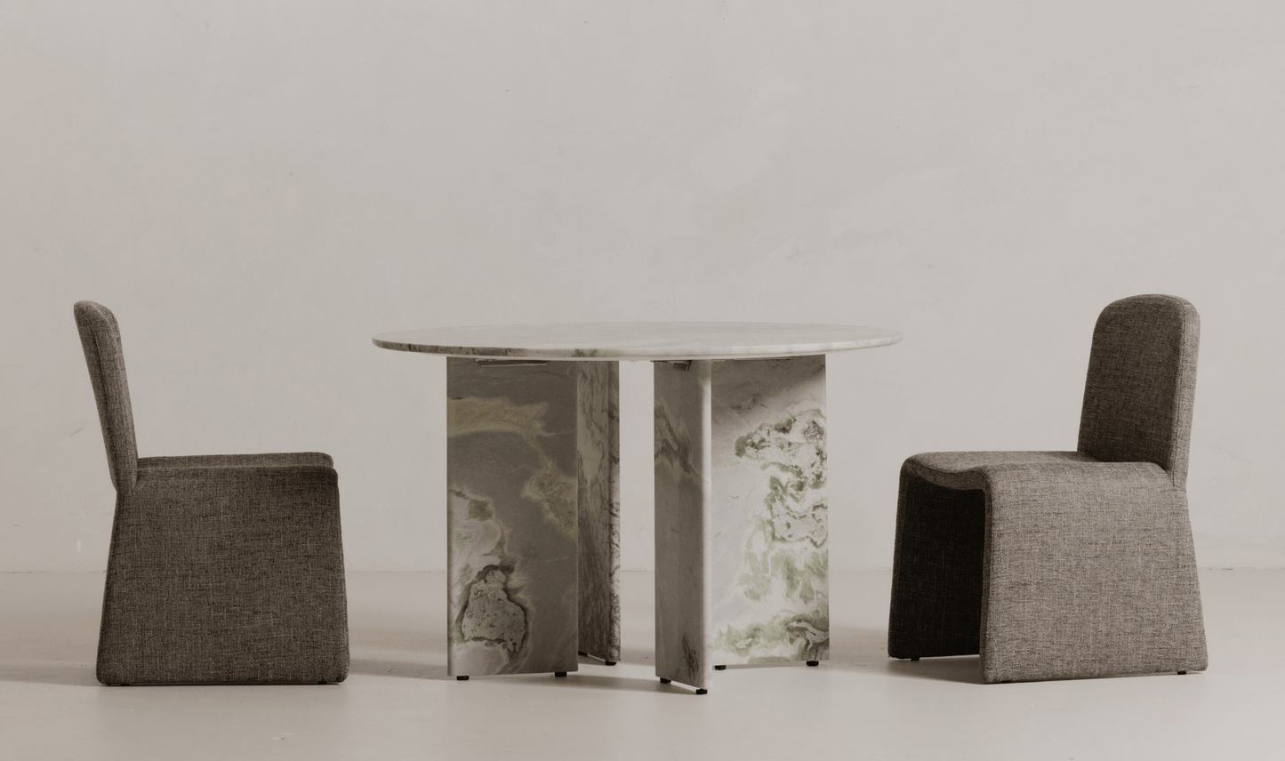 Celia 48 Round Dining Table with Green Onyx Panda Marble