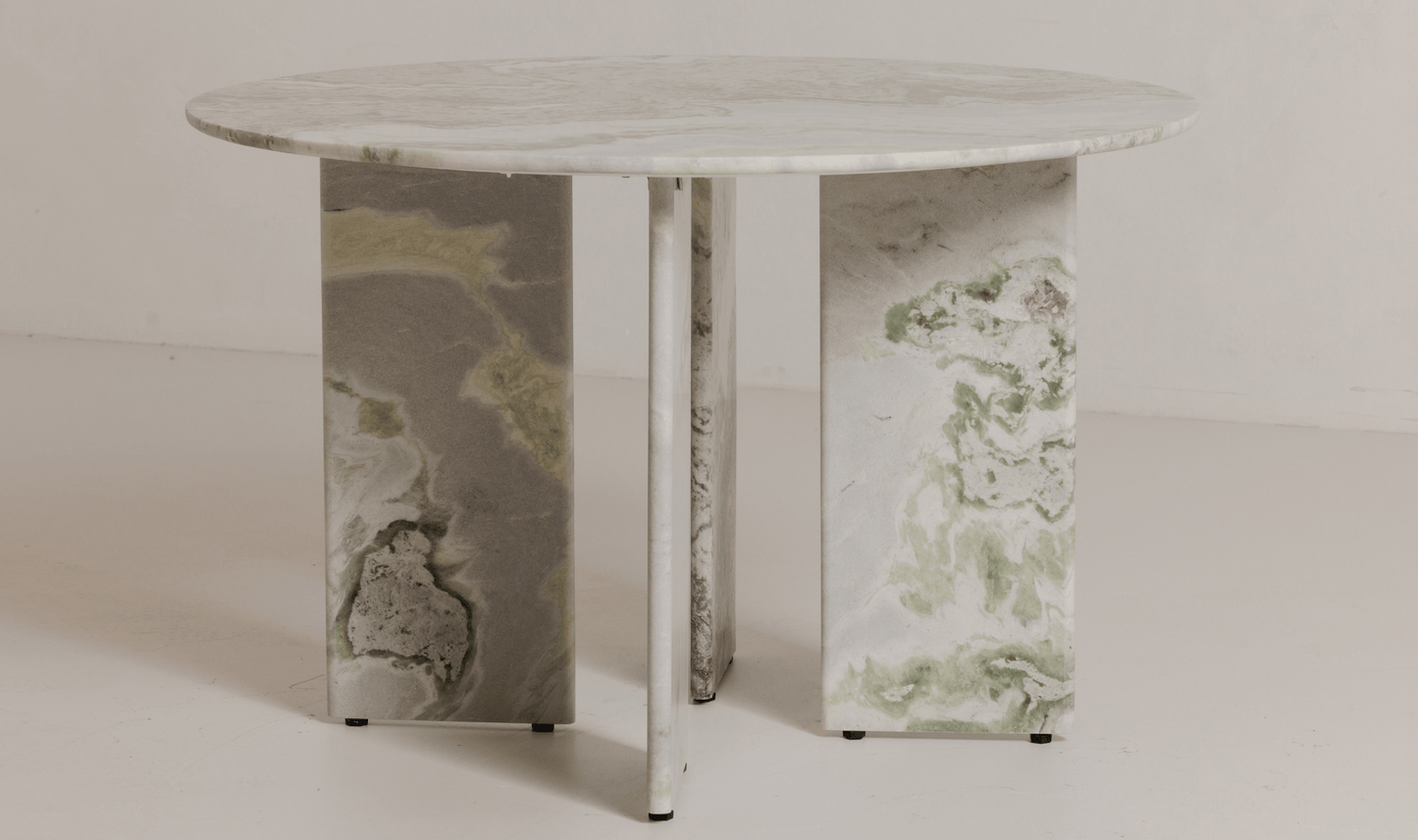 Celia 48 Round Dining Table with Green Onyx Panda Marble