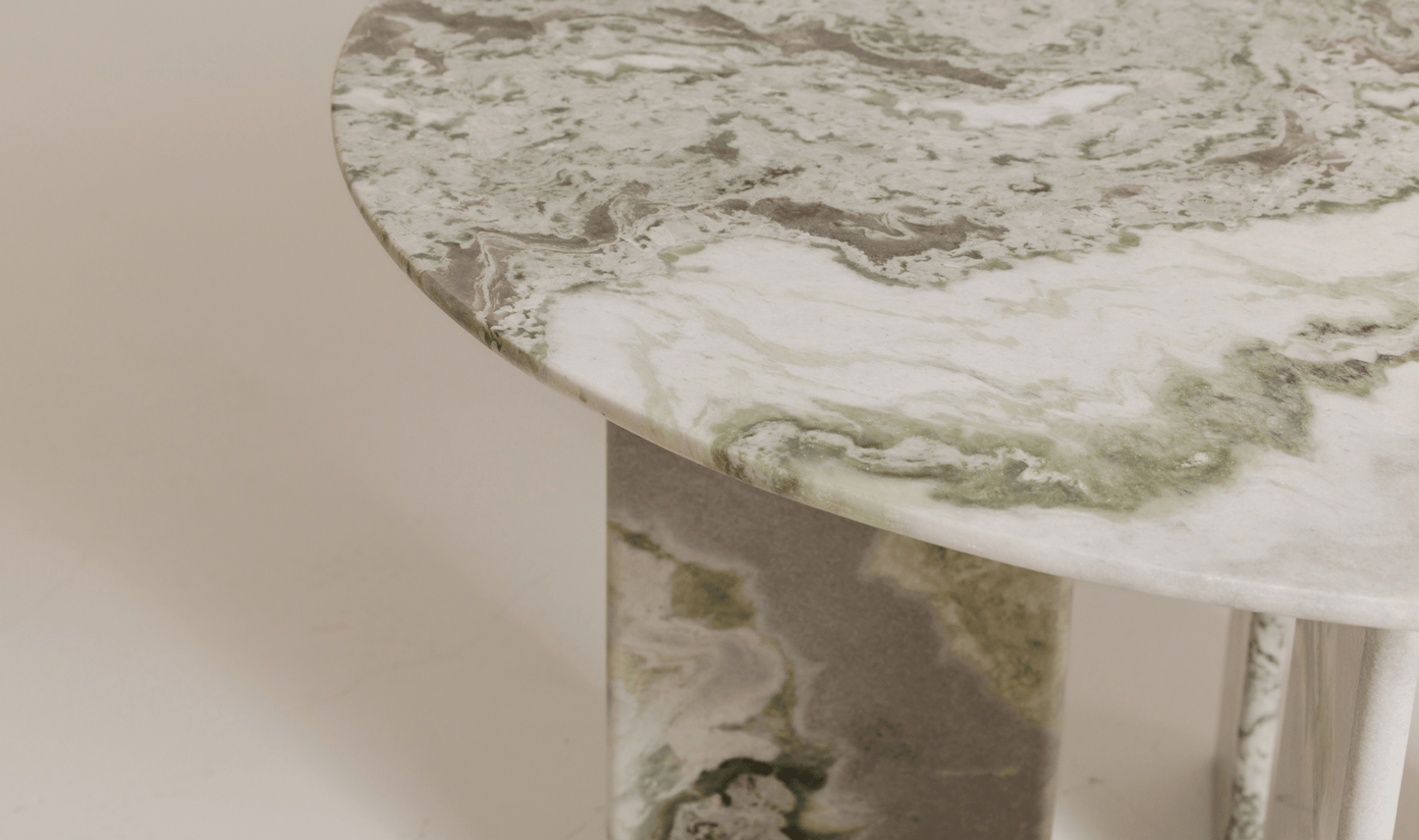 Celia 48 Round Dining Table with Green Onyx Panda Marble